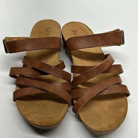 Kork-Ease Korks Aster Tan Synthetic Cork Wedge Strappy Sandals Womens Size 11 - Picture 2 of 10